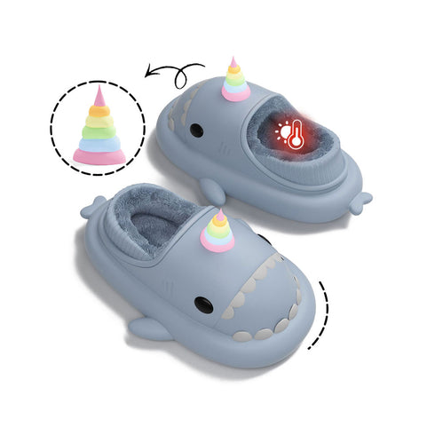 Sharkicks Basic - 冬款, 獨角獸鯊魚拖鞋, 包跟